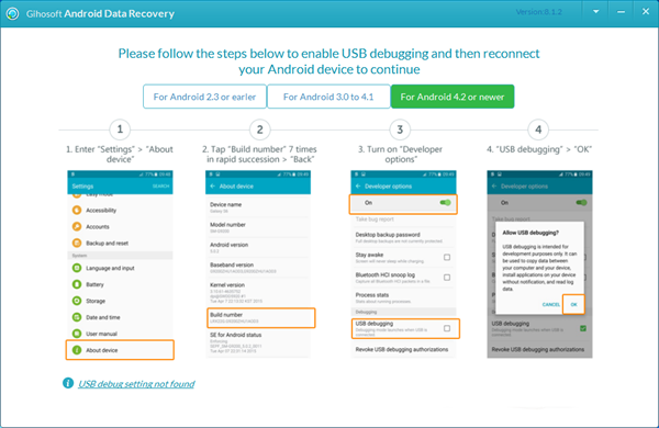 How to Use Gihosoft Free Android Data Recovery enable USB debugging