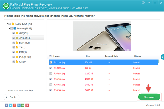 Preview and Recover Lost Pictures