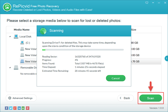 Scan for the Deleted or Lost Photos